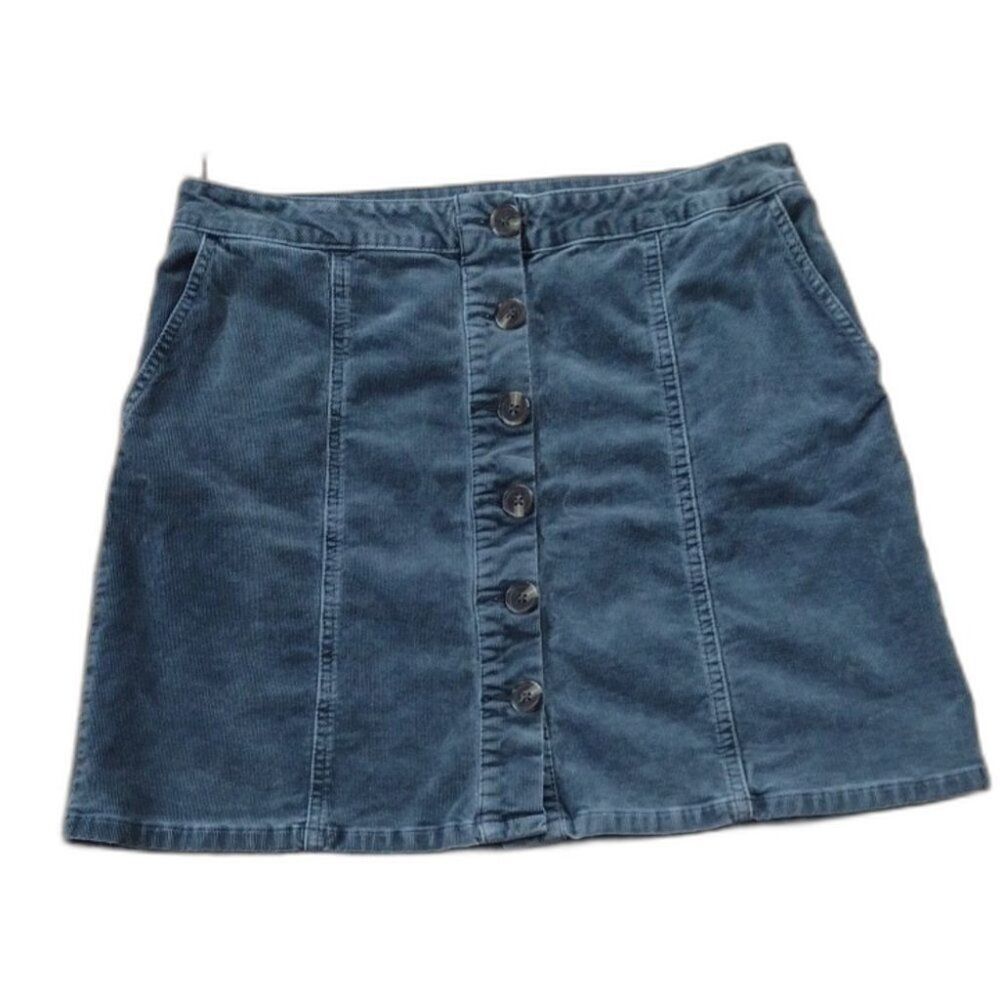 Maurices Gray Button Front Corduroy Mini Skirt Size 10